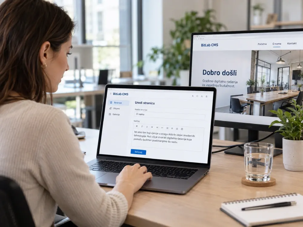 Uređivanje stranice sajta u BitLab CMS sistemu na laptopu